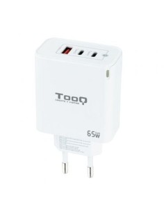 Cargador de Pared GaN TooQ TQWC-GANQC2PD65WT/ 2xUSB Tipo-C/ 1xUSB/ 65W