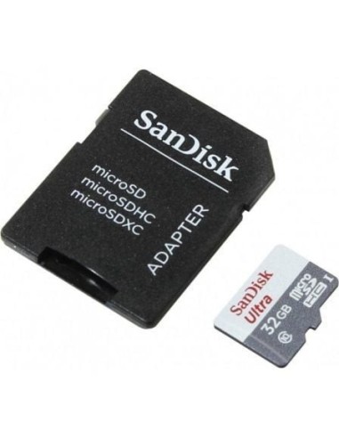 Tarjeta de Memoria SanDisk Ultra 32GB microSD HC con Adaptador/ Clase 10/ 100MB/s