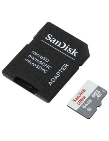 Tarjeta de Memoria SanDisk Ultra 64GB microSD XC con Adaptador/ Clase 10/ 100MB/s