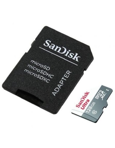 Tarjeta de Memoria SanDisk Ultra 128GB microSD XC con Adaptador/ Clase 10/ 80MB/s