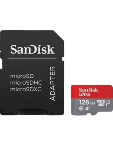 Tarjeta de Memoria SanDisk Ultra 128GB microSD XC con Adaptador/ Clase 10/ 140MBs