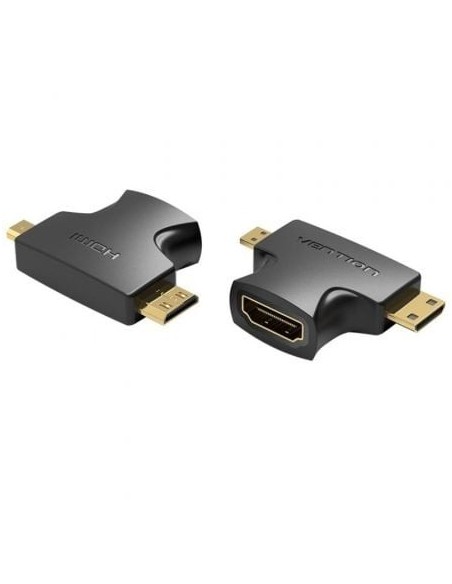 Adaptador HDMI 2 en 1 Vention AGFB0/ HDMI Hembra - Micro HDMI Macho - Mini HDMI Macho