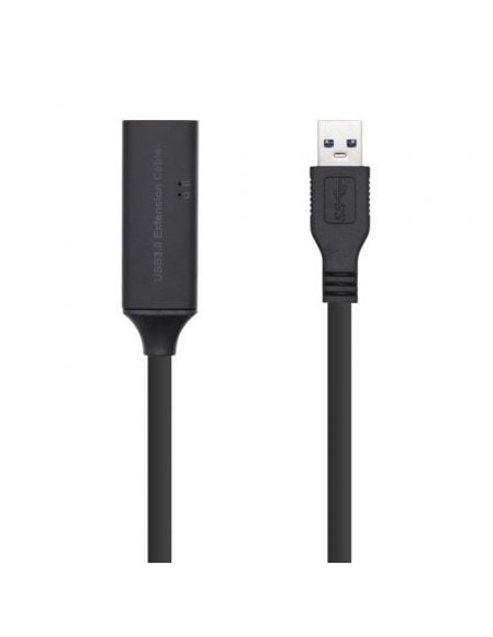 Cable Alargador USB 3.0 con Amplificador Aisens A105-0407/ USB Macho - USB Hembra/ Hasta 9W/ 625Mbps/ 5m/ Negro
