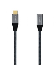 Cable Alargador USB 3.2 Tipo-C Aisens A107-0635 20GBPS 5A 100W/ USB Tipo-C Macho - USB Tipo-C Hembra/ Hasta 100W/ 2500Mbps/ 1m/ Gris