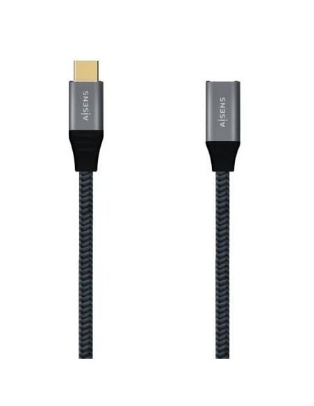 Cable Alargador USB 3.2 Tipo-C Aisens A107-0635 20GBPS 5A 100W/ USB Tipo-C Macho - USB Tipo-C Hembra/ Hasta 100W/ 2500Mbps/ 1m/ Gris
