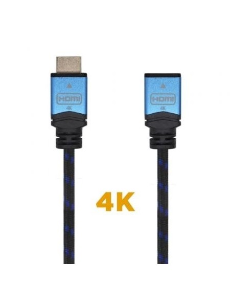 Cable Alargador HDMI Aisens A120-0452/ HDMI Macho - HDMI Hembra/ 1m/ Negro/ Azul