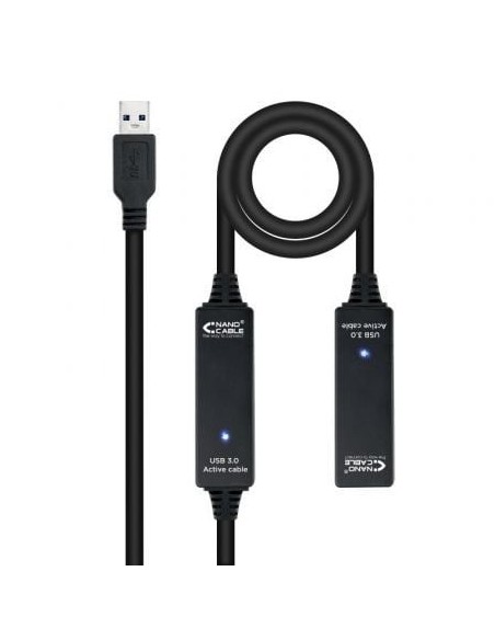 Cable Alargador USB 3.0 Nanocable 10.01.0313/ USB Macho - USB Hembra/ 15m/ Negro