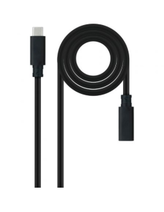 Cable Alargador USB Tipo-C 3.2 Nanocable 10.01.4502/ USB Tipo-C Macho - USB Tipo-C Hembra/ 2m/ Negro