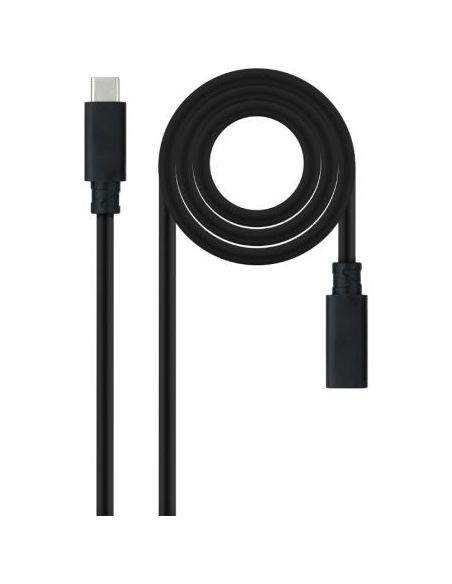 Cable Alargador USB Tipo-C 3.2 Nanocable 10.01.4502/ USB Tipo-C Macho - USB Tipo-C Hembra/ 2m/ Negro