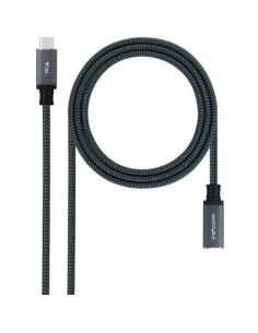 Cable Alargador USB Tipo-C 3.2 Nanocable 10.01.4502-COMB/ USB Tipo-C Macho - USB Tipo-C Hembra/ 2m/ Negro