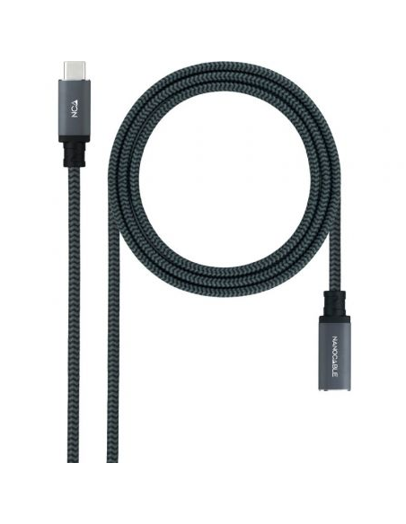 Cable Alargador USB Tipo-C 3.2 Nanocable 10.01.4502-COMB/ USB Tipo-C Macho - USB Tipo-C Hembra/ 2m/ Negro