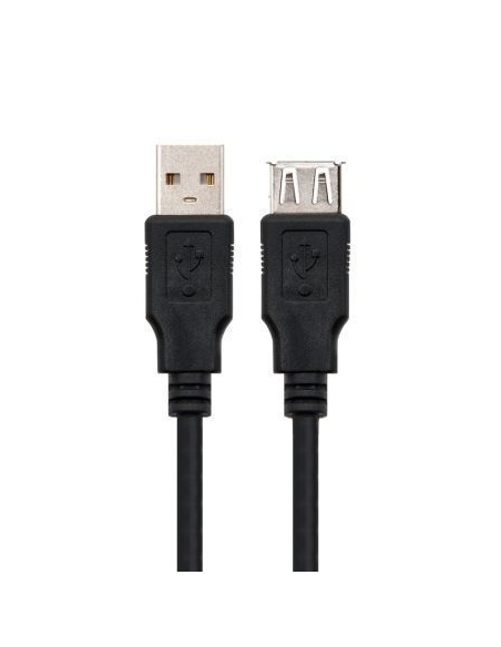 Cable Alargador USB Nanocable 10.01.0204-BK/ USB Macho - USB Hembra/ 3m/ Negro