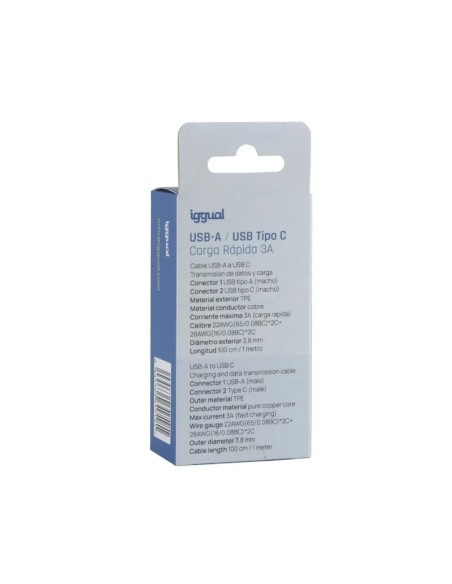 iggual Cable USB-A/USB-C 100 cm blanco Q3'0 3A