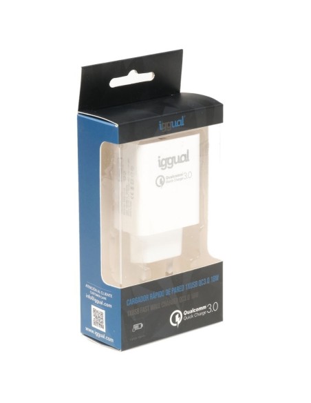 iggual Cargador 1xUSB carga rápida QC3'0 18W
