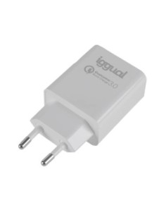 iggual Cargador doble USB QC3'0 + tipo C PD 20W