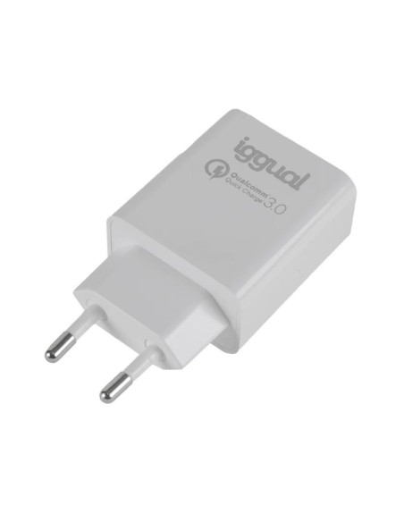 iggual Cargador doble USB QC3'0 + tipo C PD 20W